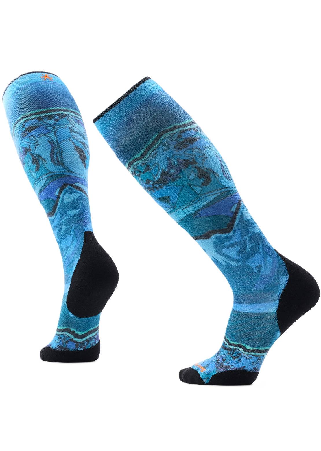 Smartwool Unisex Ski Targeted Cushion Storm Peak Print OTC Socks Nightfall Blue