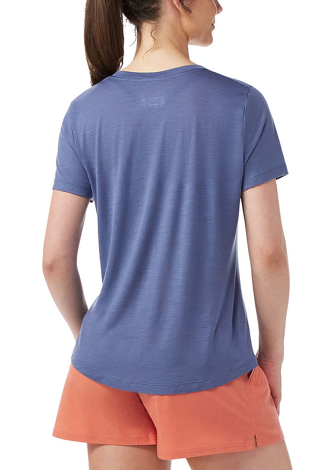 Smartwool Women&#39;s Active Ultralite V-Neck T-shirt Nightfall Blue