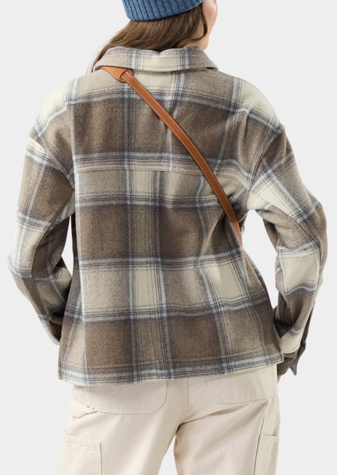 Smartwool Women's Anchor Line Cropped Shirt Jacket Almond Plaid