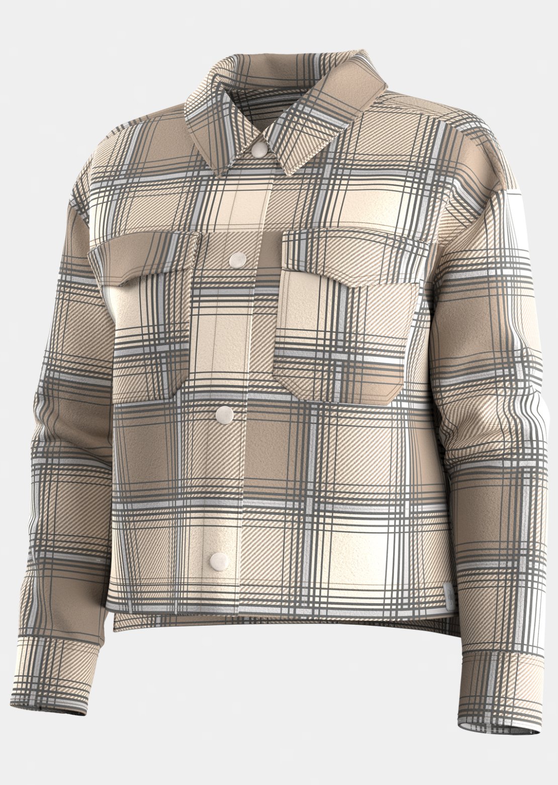 Smartwool Women's Anchor Line Cropped Shirt Jacket Almond Plaid