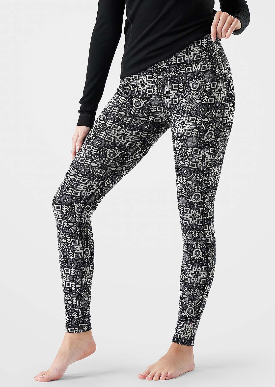 Smartwool Women's Classic Thermal Merino 250 Base Layer Bottom Black Deco Floral