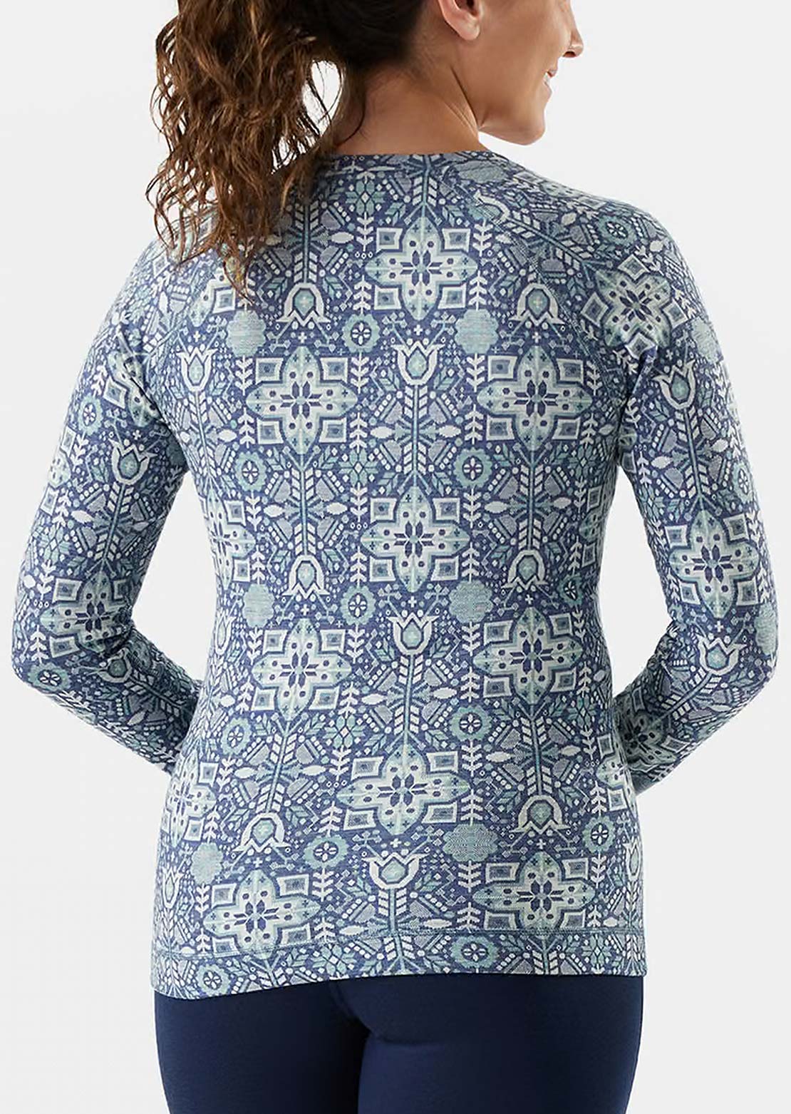 Smartwool Women's Classic Thermal Merino 250 Crew Base Layer Top Nightfall Deco Floral