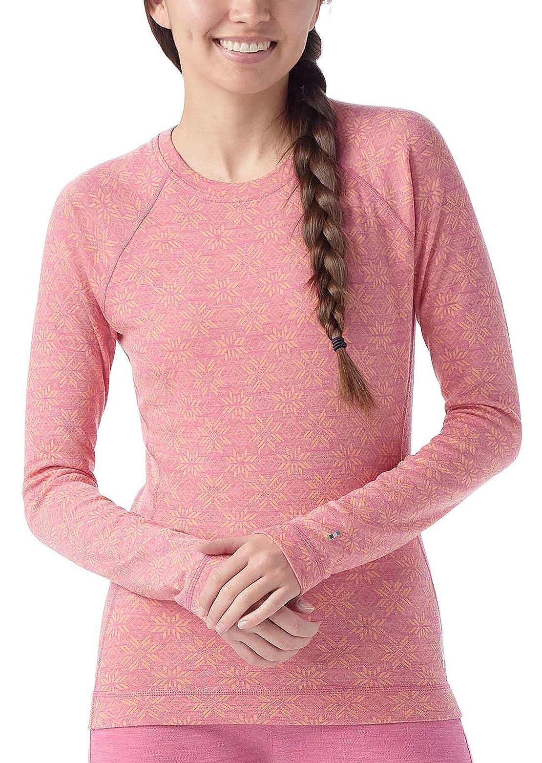 Smartwool Women's Classic Thermal Merino 250 Crew Base Layer Top Garden Pink Digi Snow