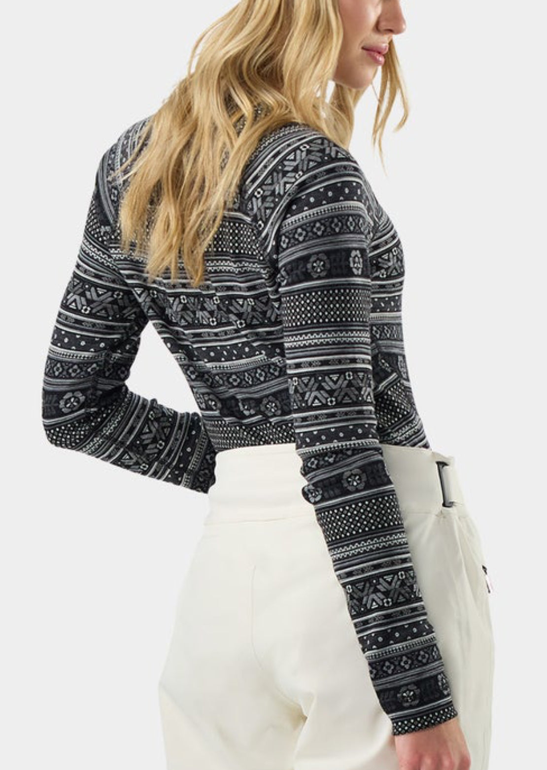 Smartwool Women's Classic Thermal Merino Crewneck Boxed Base Layer Top Black Fair Isle Fun
