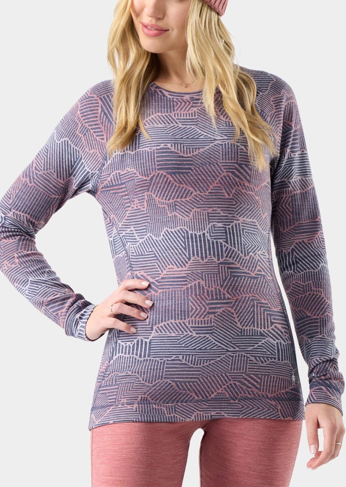 Smartwool Women's Classic Thermal Merino Crewneck Boxed Base Layer Top Nightfall Linear Peaks