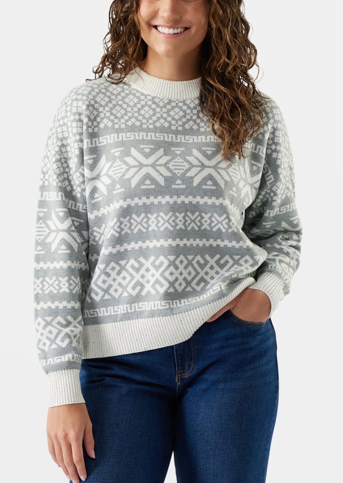 Smartwool Women's Edgewood Heritage Crewneck Sweater Light Gray