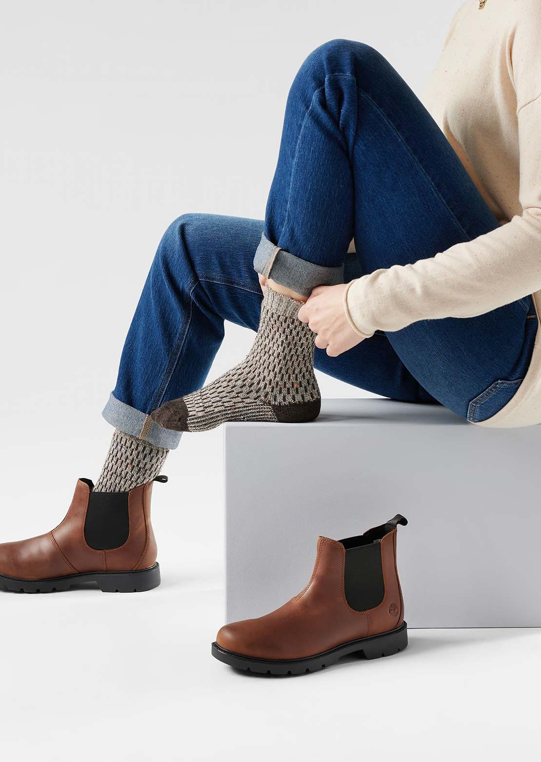 Smartwool Women's Everyday Cozy Digi-Tick Crew Socks Taupe/Natural Marl