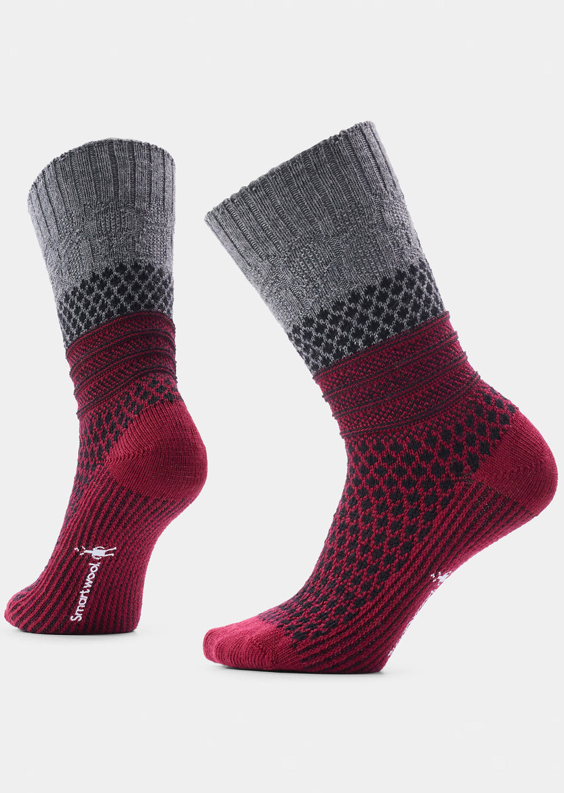 Smartwool Women's Everyday Cozy Popcorn Cable Crew Socks Black/Tibetan Red