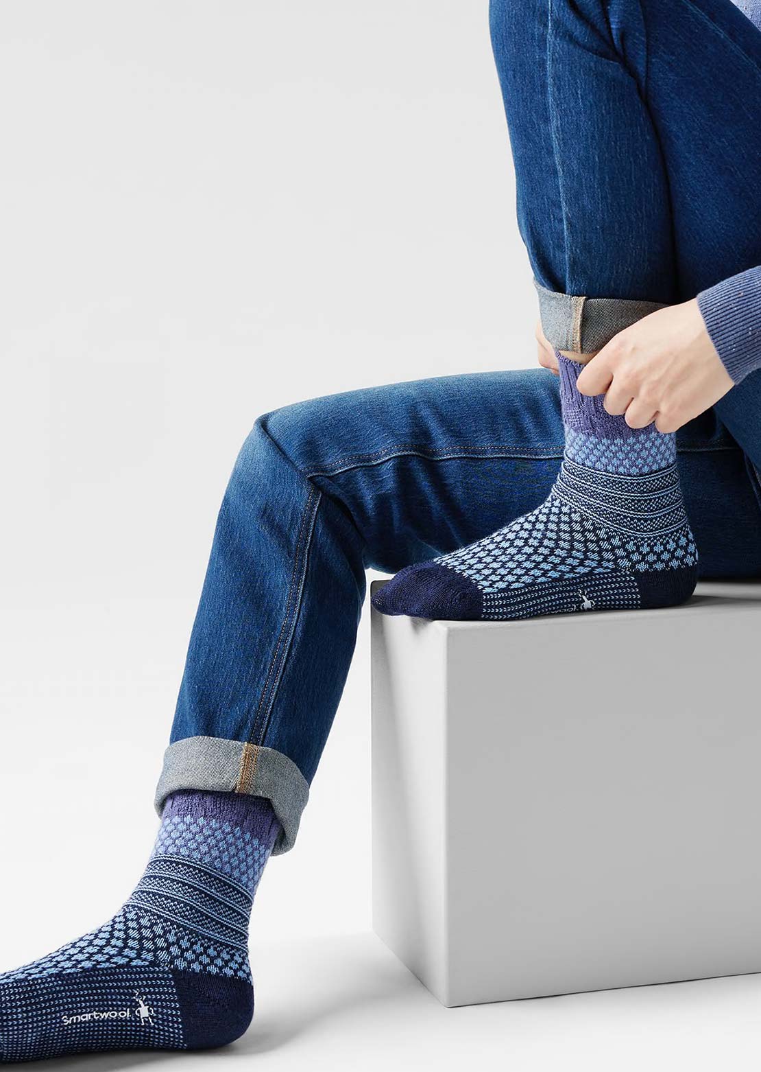 Smartwool Women's Everyday Cozy Popcorn Cable Crew Socks Serene Blue