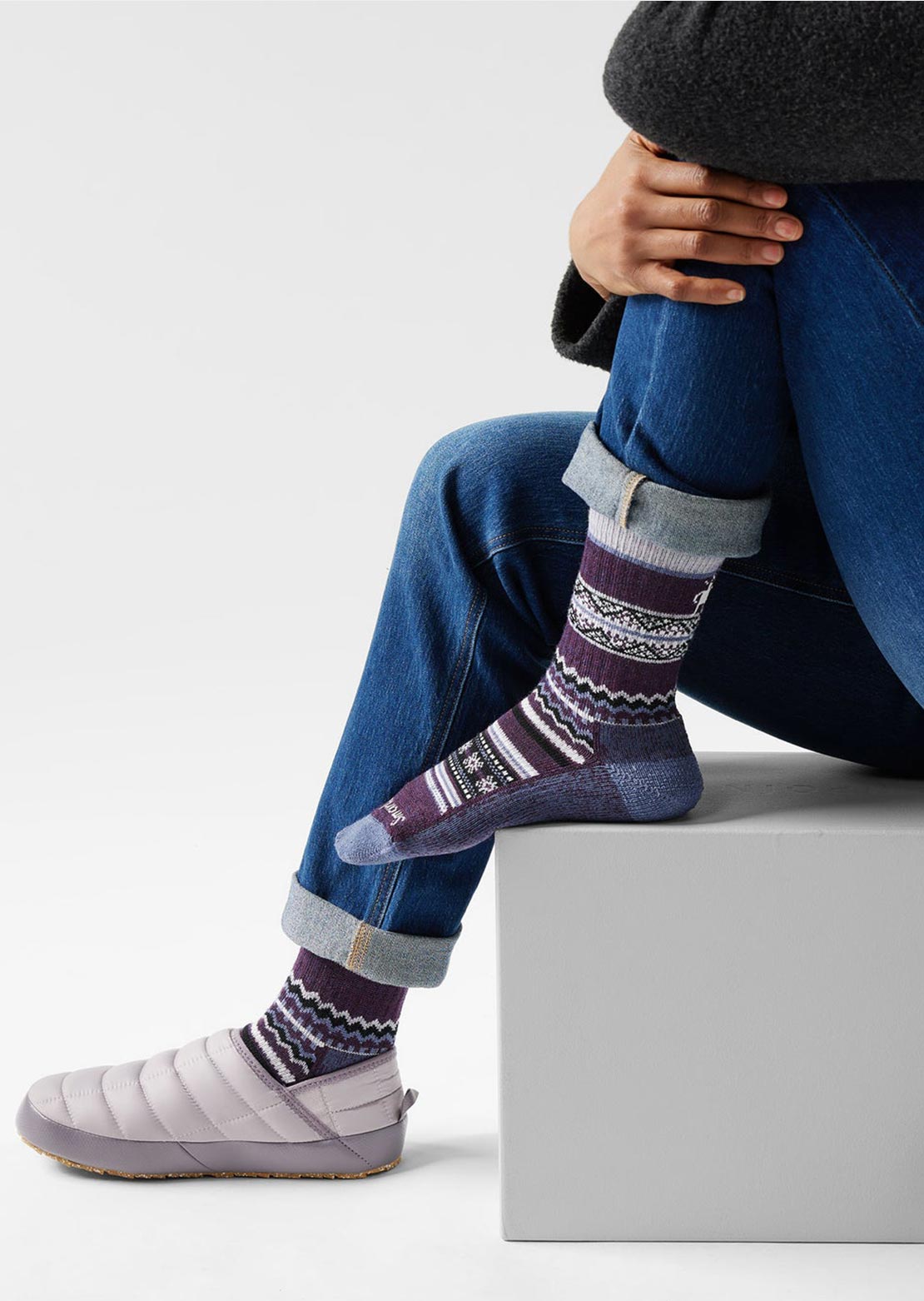 Smartwool Women's Everyday Cozy Snowed In Sweater Crew Socks Chalk Violet
