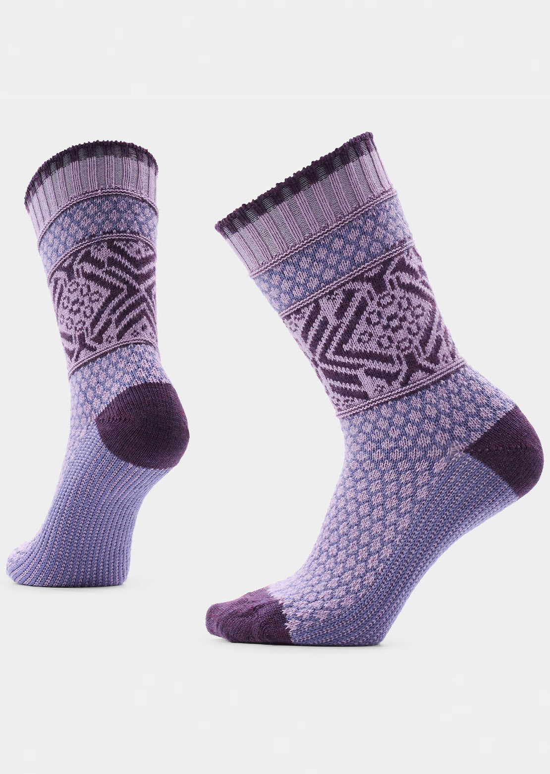 Smartwool Women's Everyday Popcorn Snowflake Pattern Crew Socks Purple Dawn