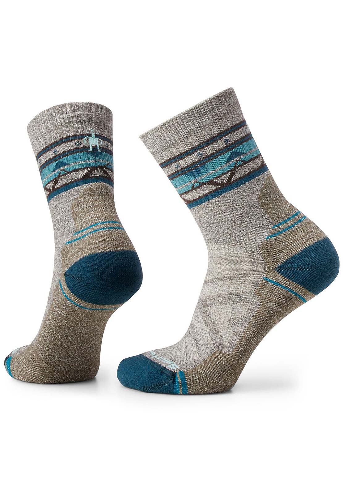 Smartwool Women&#39;s Hike Light Cushion Zig Zag Valley Mid Crew Socks Taupe/Natural Marl