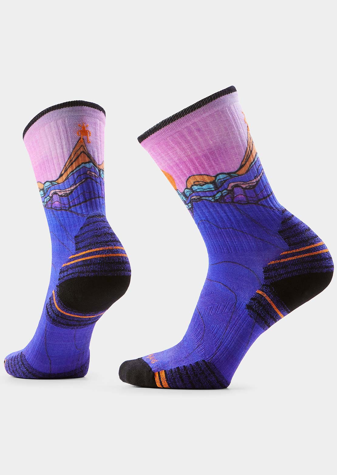 Smartwool Women's Hike Targeted Cushion Mountain Sunrise Print Crew Socks Deep Navy