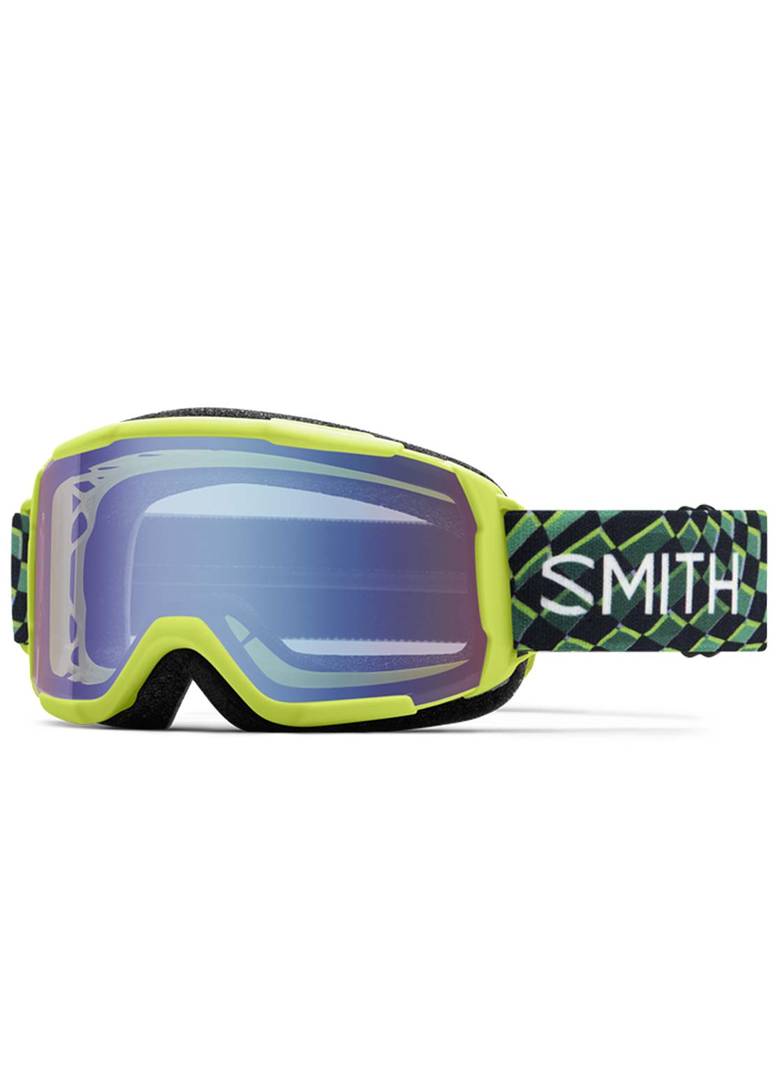 Smith Junior Daredevil Goggles Electric Lime Left Turn Blue Sensor Mirror