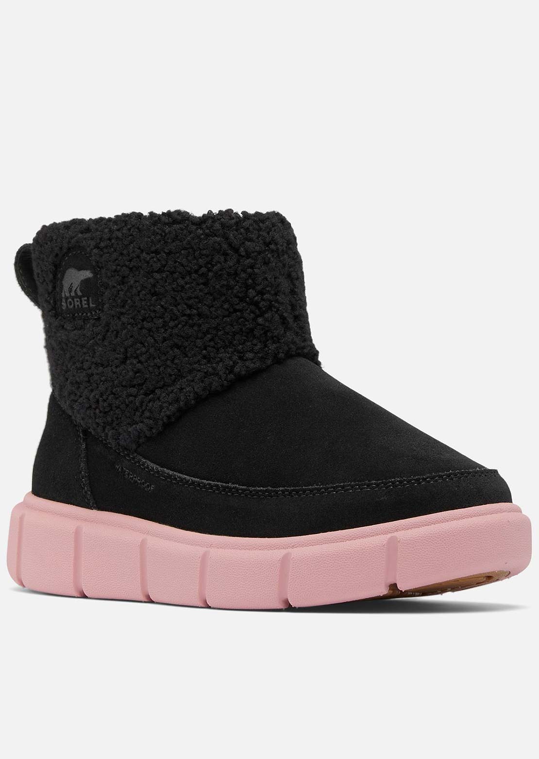 Sorel Junior Explorer III Slip-on Crazy Waterproof Boots Black/Dazed Mauve
