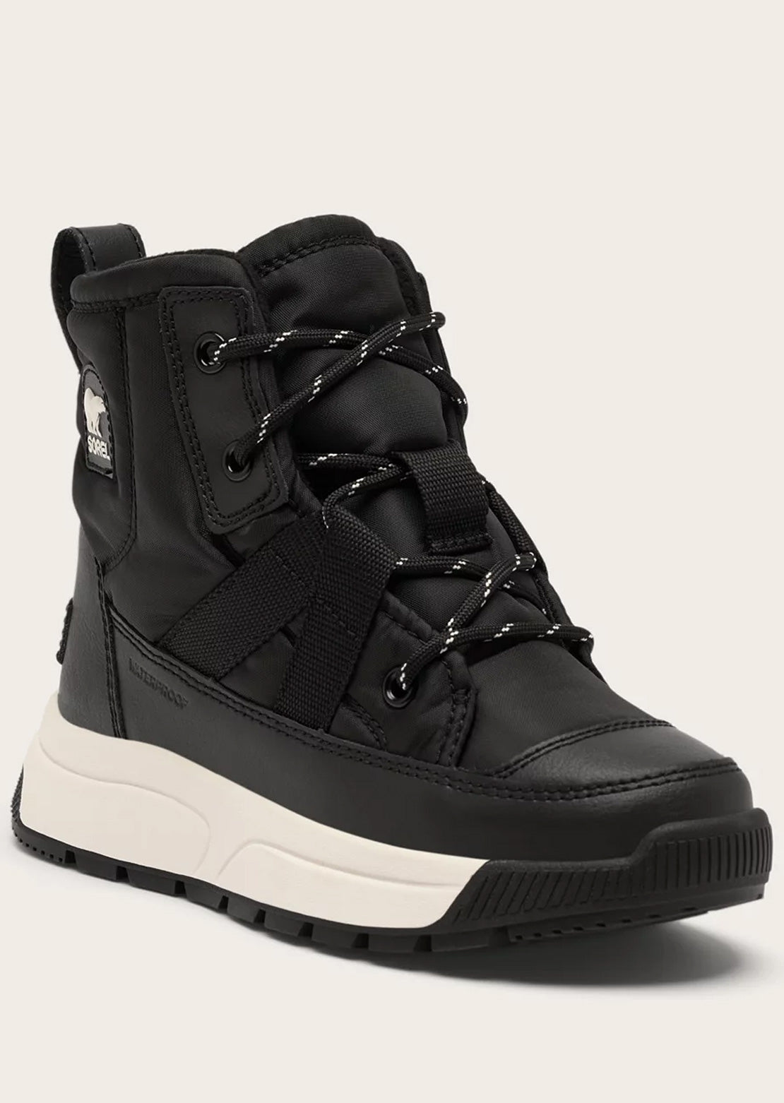 Sorel Junior Whitney III Mid Waterproof Boots Black/Sea Salt
