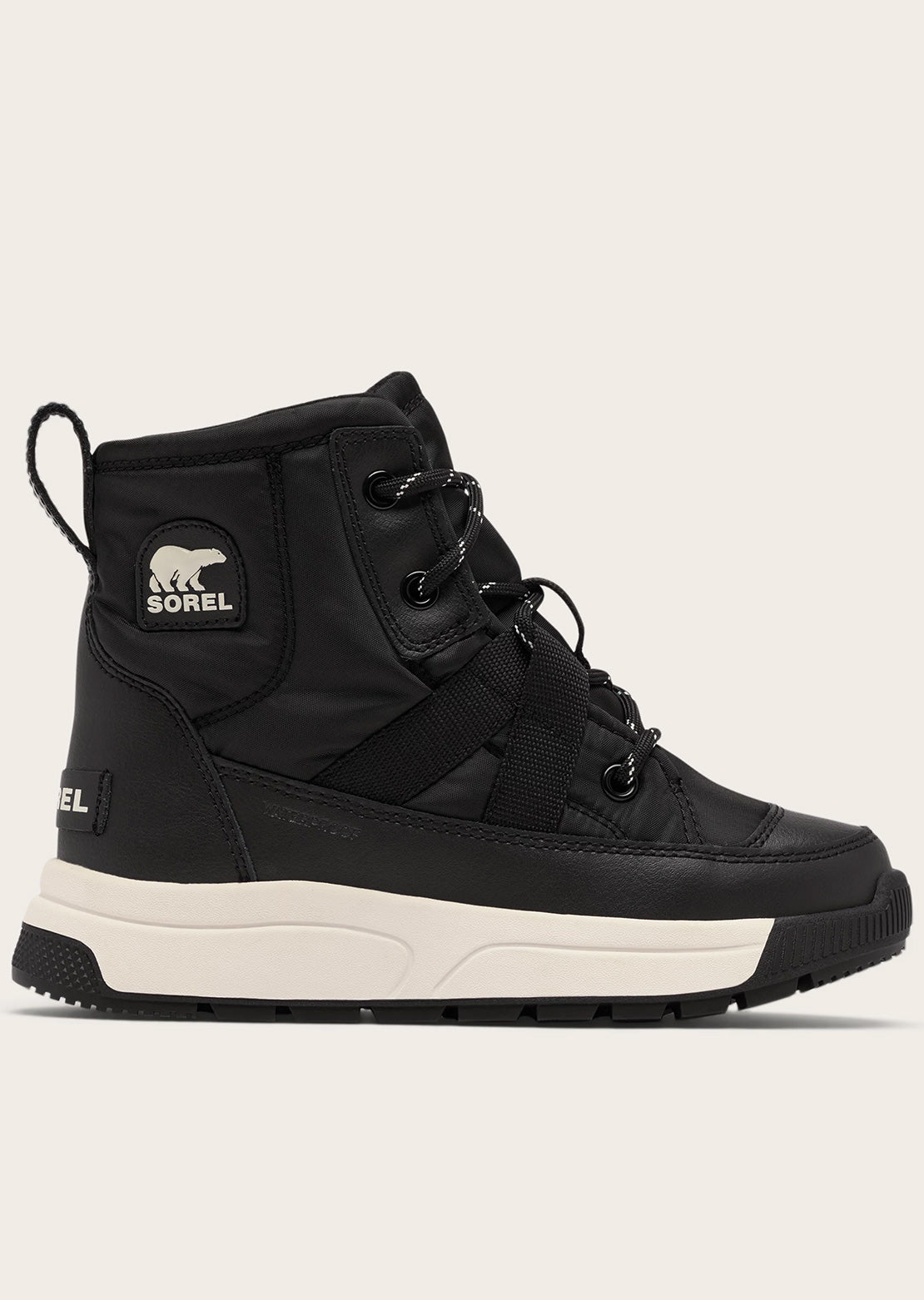 Sorel Junior Whitney III Mid Waterproof Boots Black/Sea Salt
