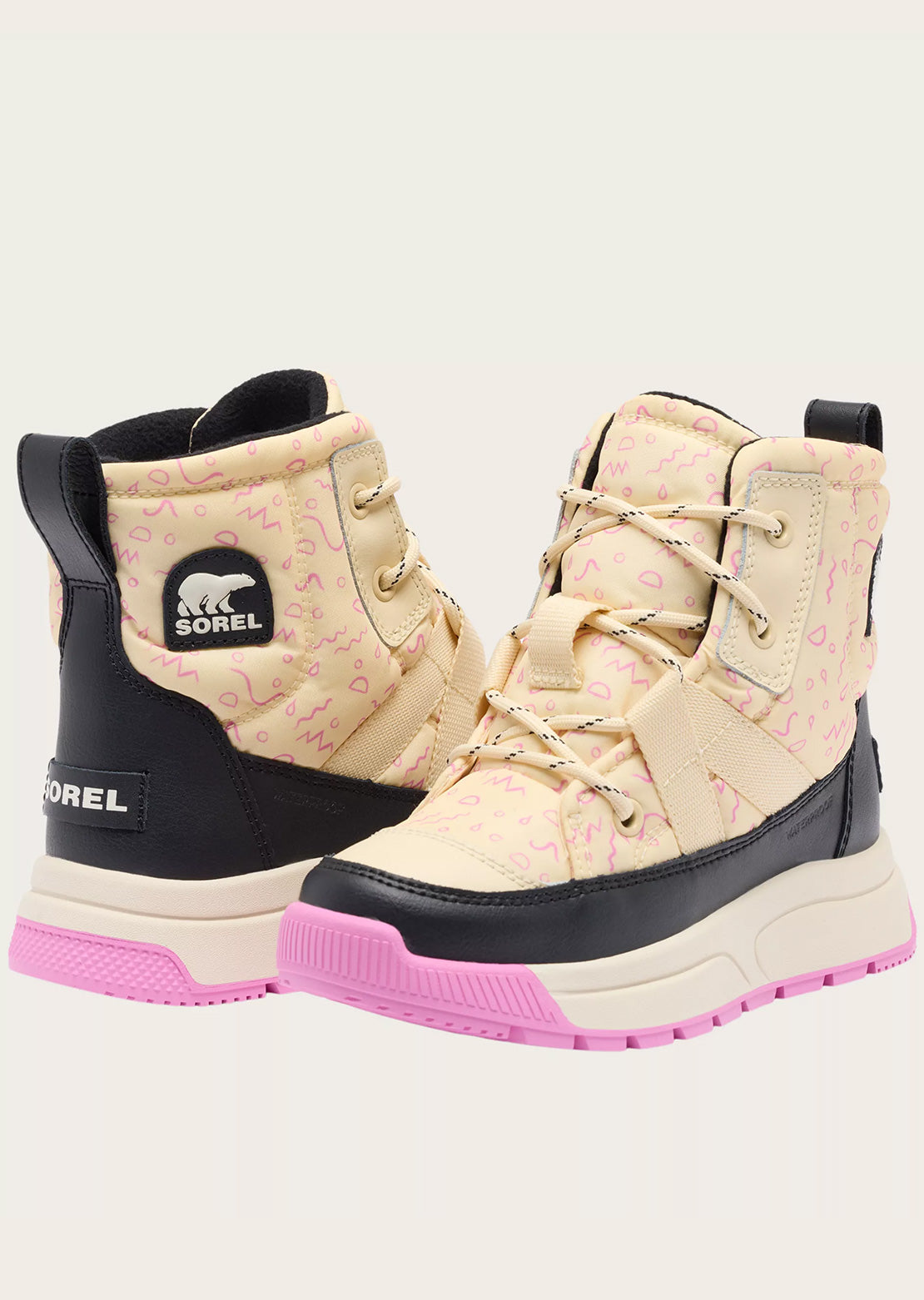 Sorel Junior Whitney III Mid Waterproof Boots Honey White/Black