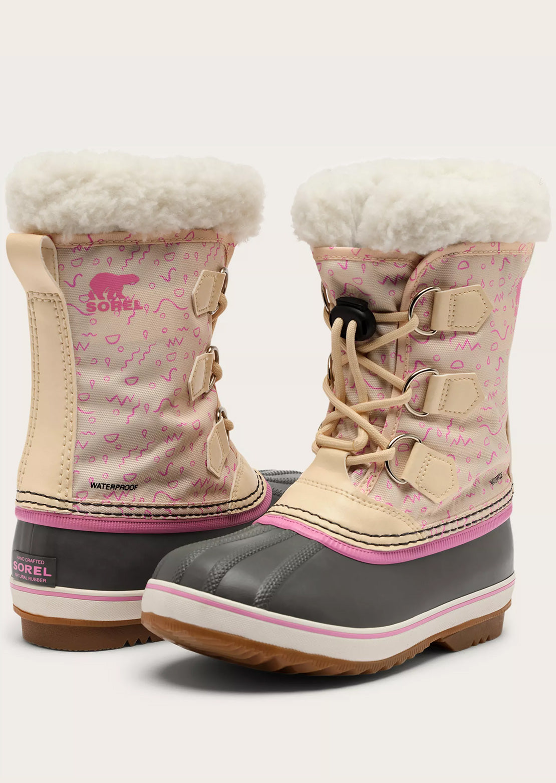 Sorel Junior Yoot Pac Nylon Waterproof Boots Honey White/Orchid