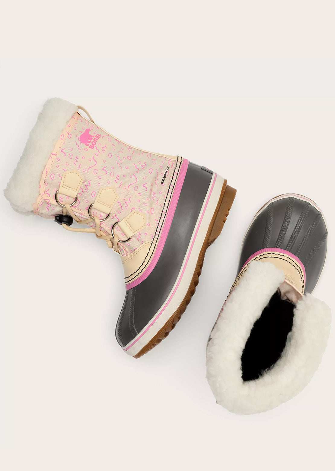 Sorel Junior Yoot Pac Nylon Waterproof Boots Honey White/Orchid