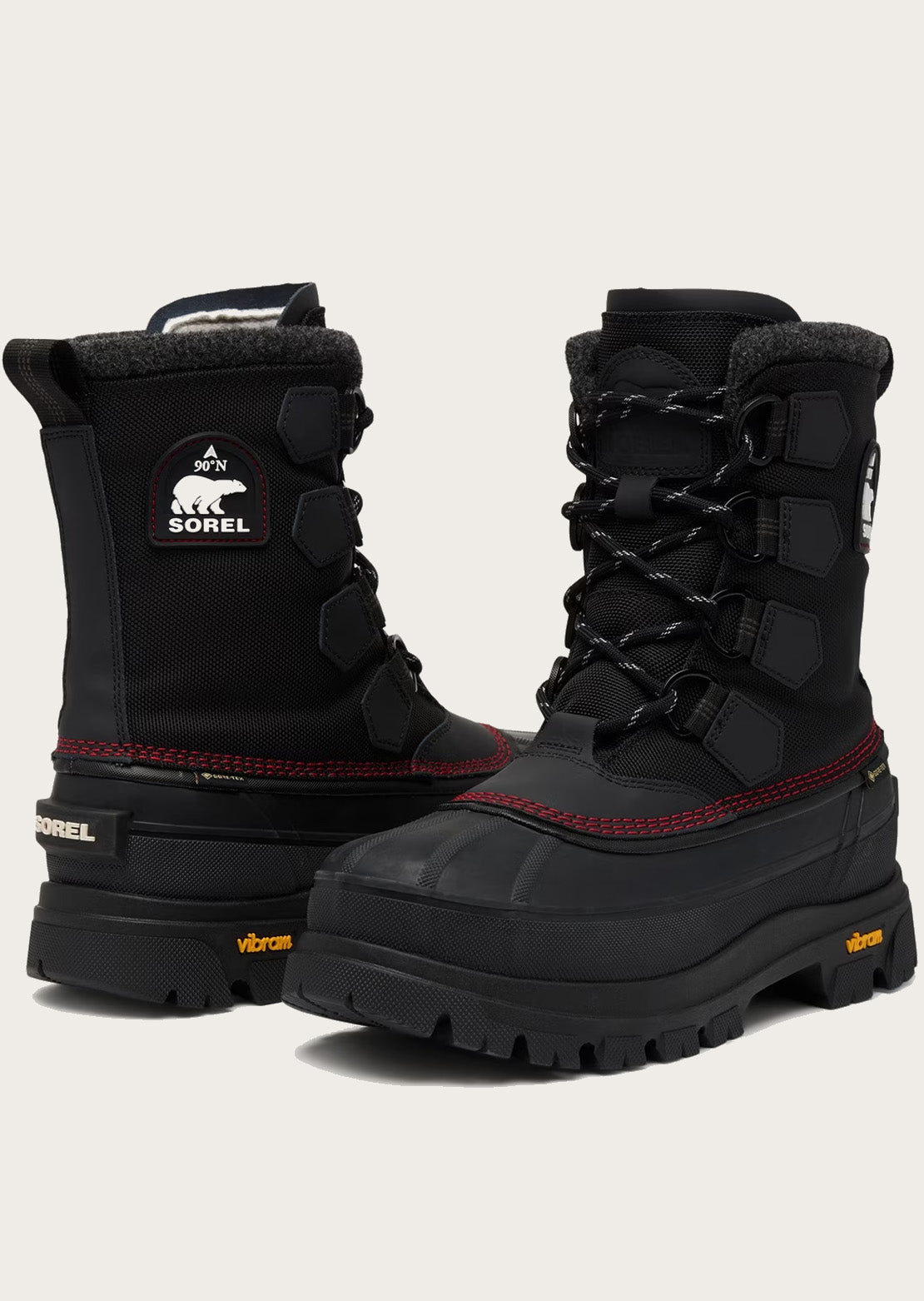 Sorel Men's Caribou Horizon GTX Winter Boots Black/Bright Red