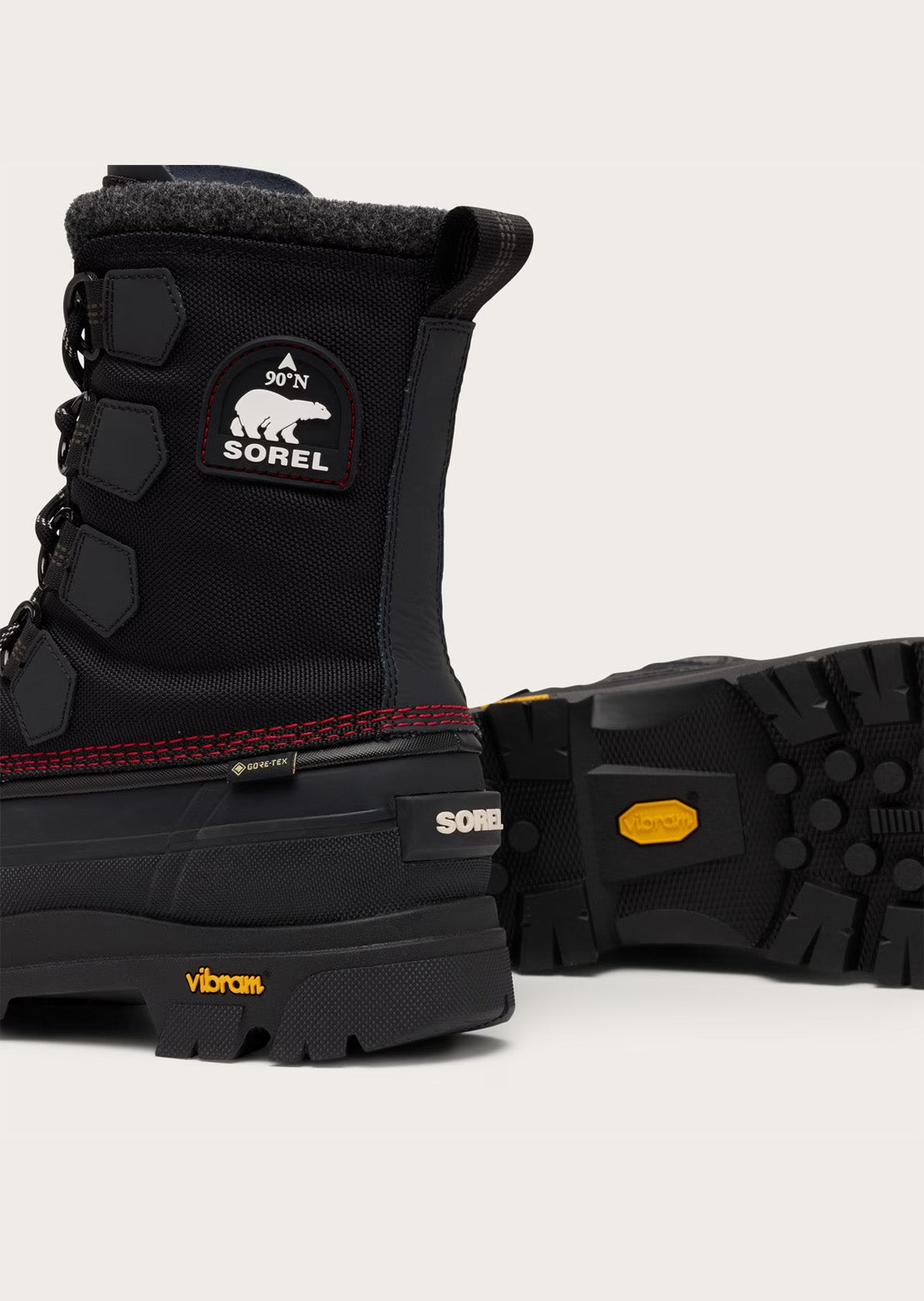 Sorel Men's Caribou Horizon GTX Winter Boots Black/Bright Red