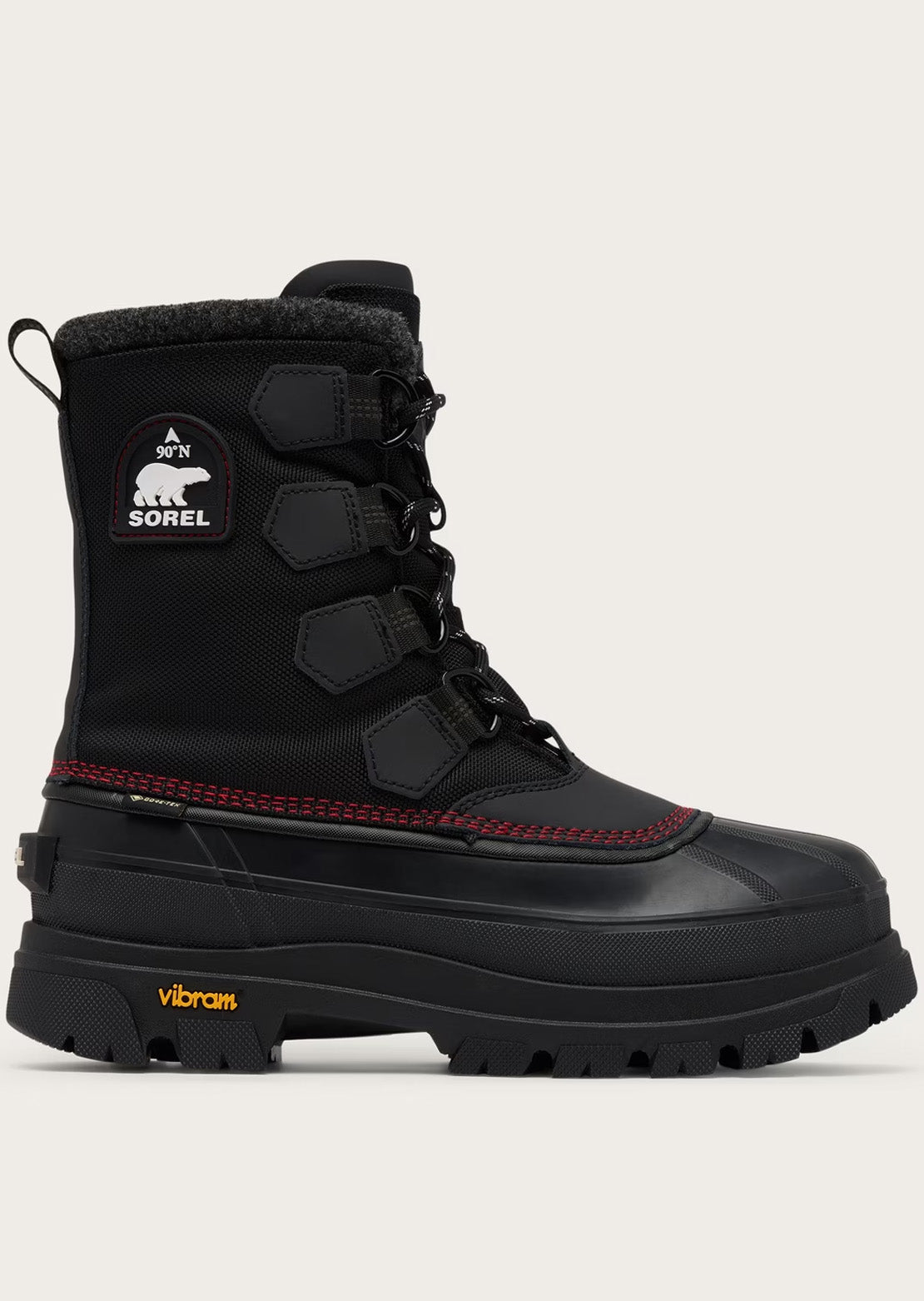 Sorel Men's Caribou Horizon GTX Winter Boots Black/Bright Red