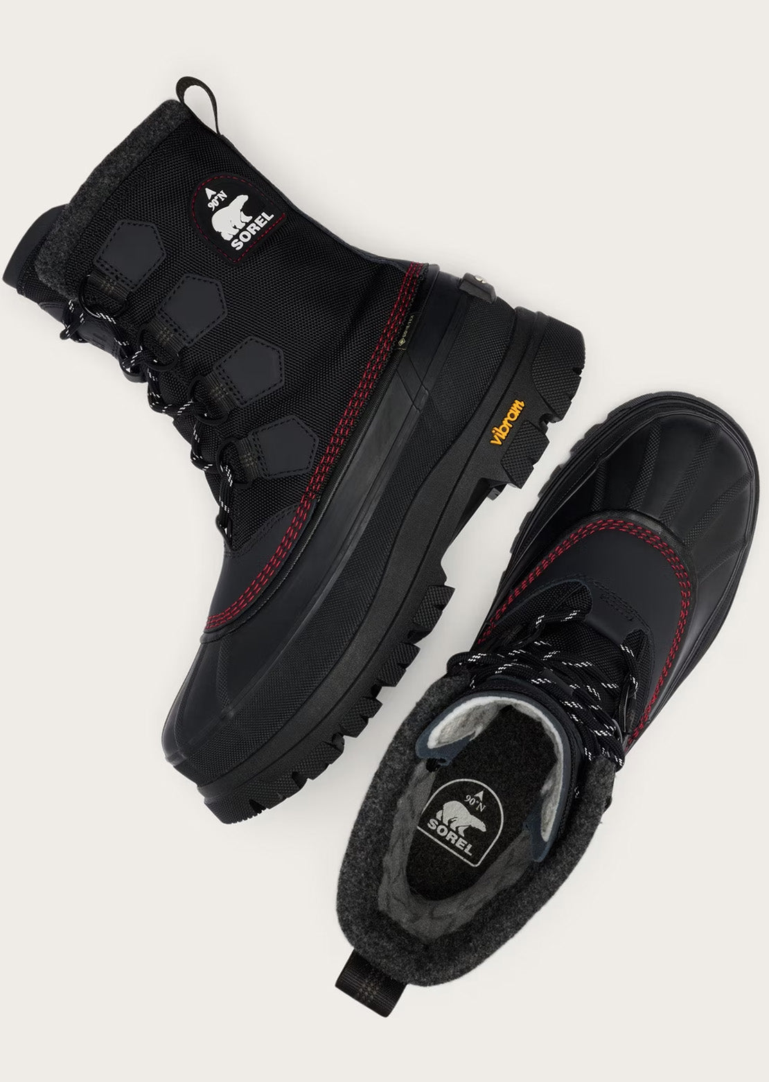 Sorel Men's Caribou Horizon GTX Winter Boots Black/Bright Red