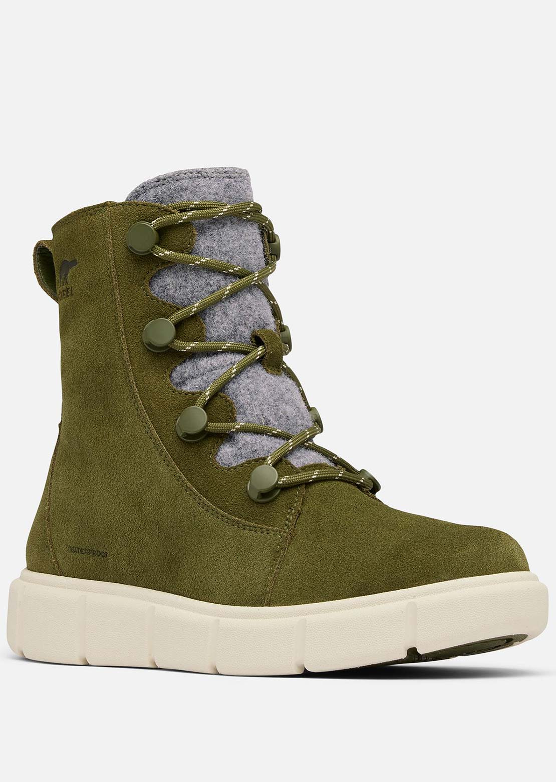 Sorel Women's Explorer III Joan Waterproof Boots Utility Green/Chalk
