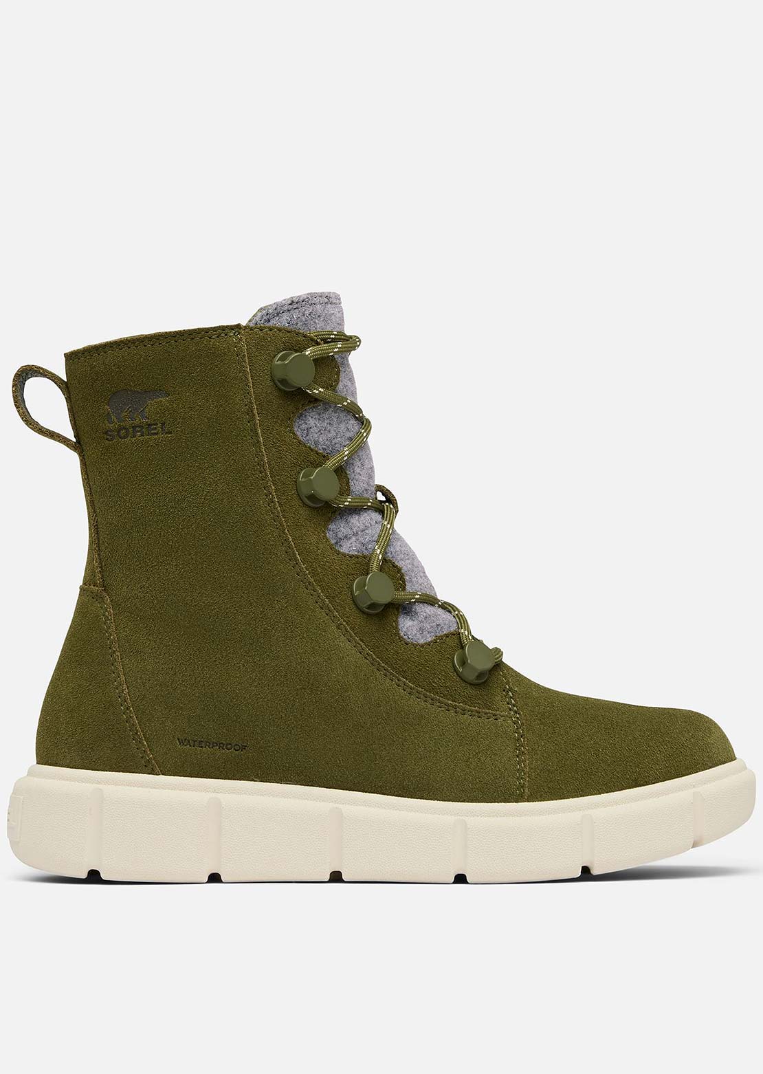 Sorel Women's Explorer III Joan Waterproof Boots Utility Green/Chalk