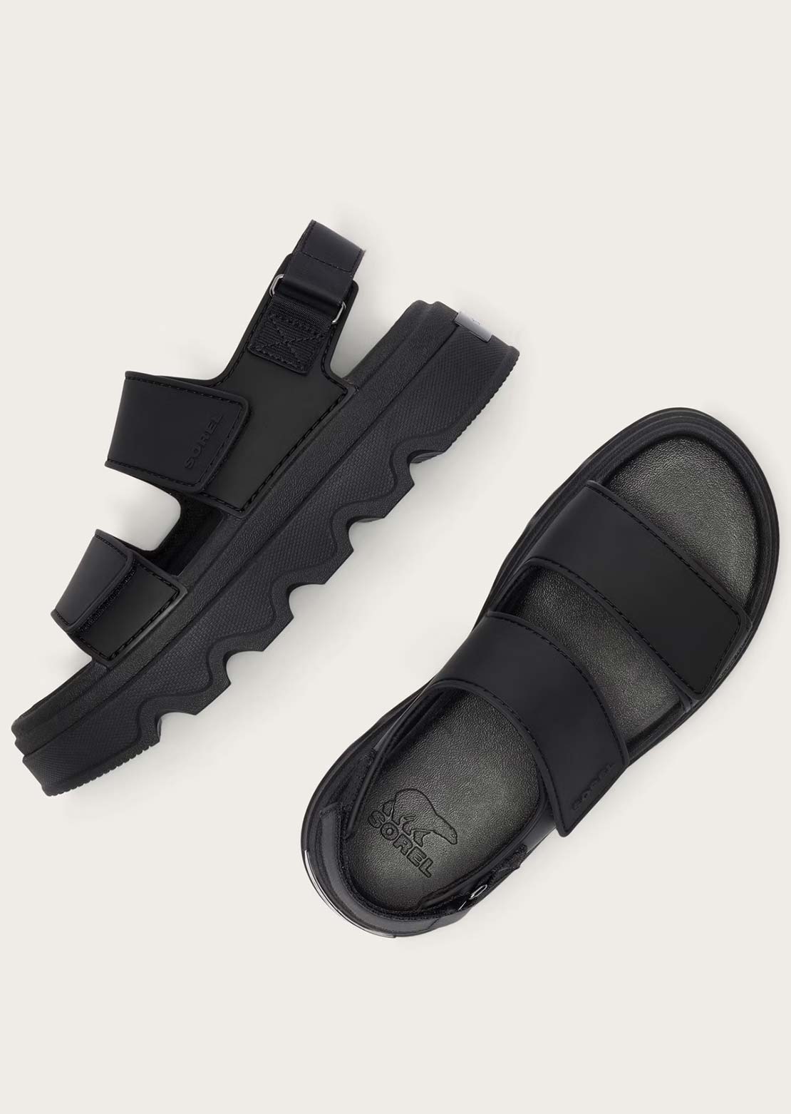 Sorel Women's Kinetic Sunchase Ankle Strap Sandals Black/Sea Salt