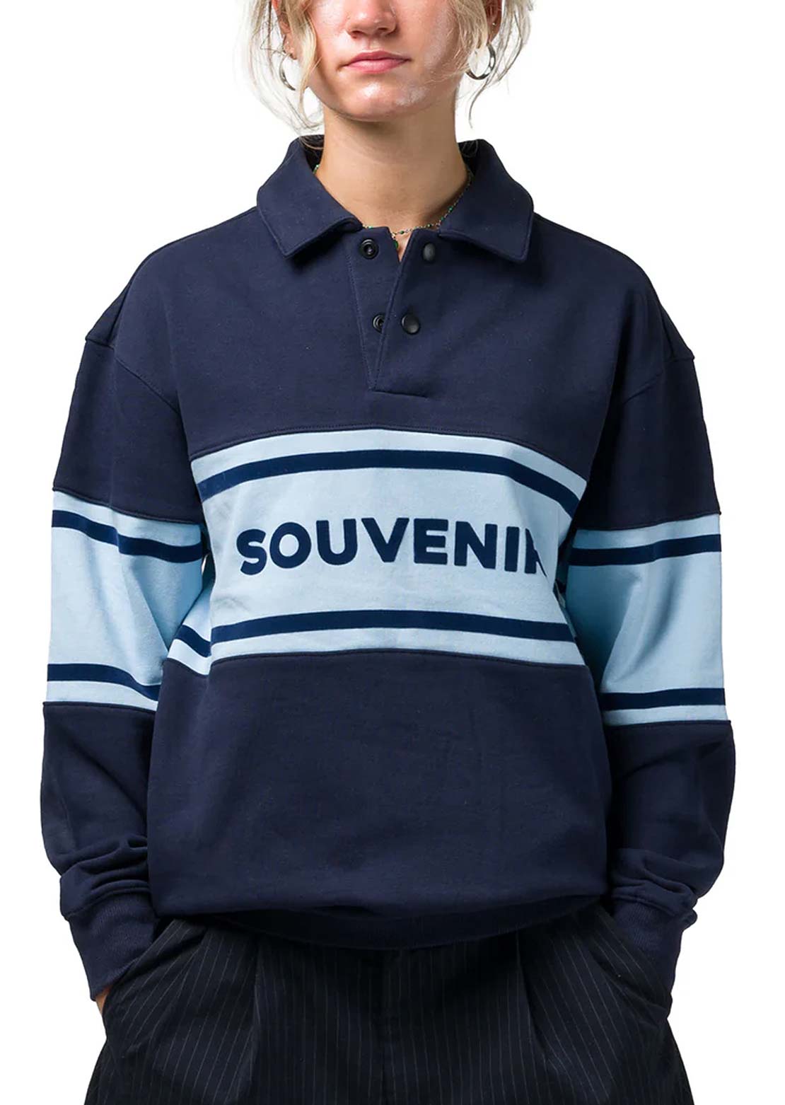 Souvenir Men's Fleece Rugby Shirt Navy