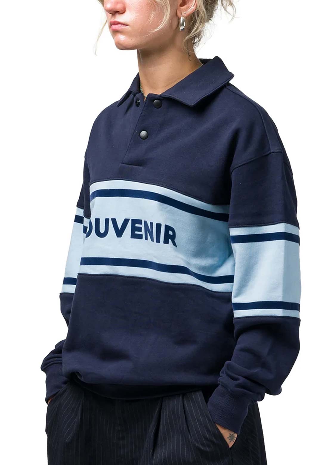 Souvenir Men's Fleece Rugby Shirt Navy