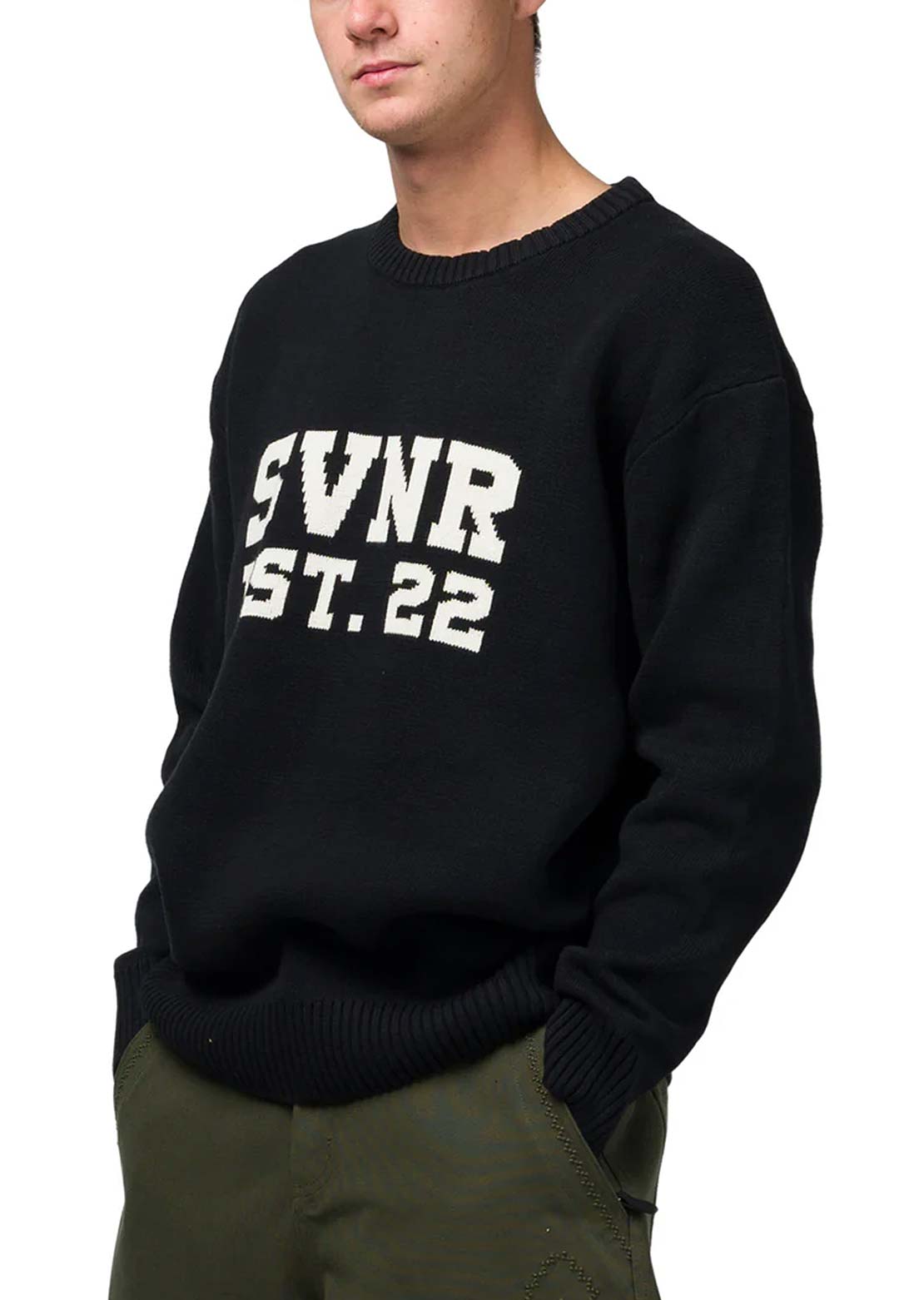 Souvenir Unisex Collegiate Jacquard Knit Sweater Black