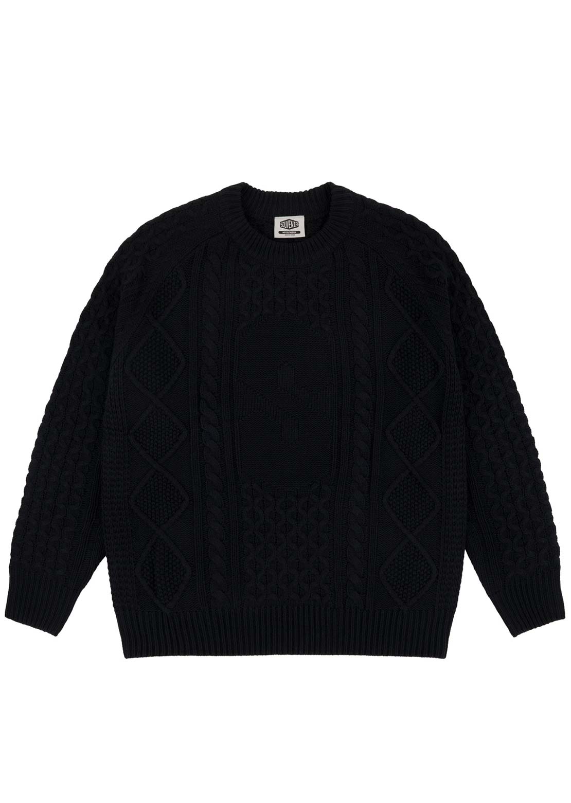 Souvenir Unisex Engineered Cable Knit Sweater Black