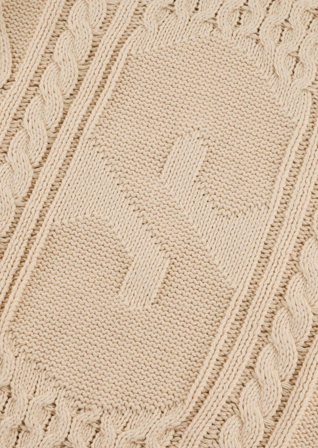 Souvenir Unisex Engineered Cable Knit Sweater Oatmeal