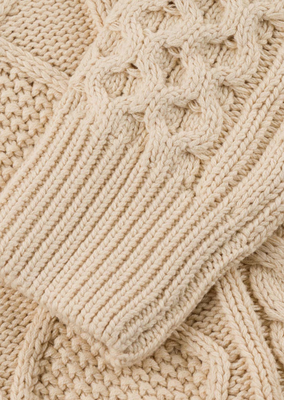 Souvenir Unisex Engineered Cable Knit Sweater Oatmeal