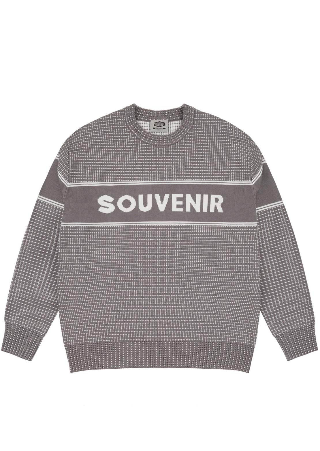 Souvenir Unisex Jacquard Knit Sweater Cool Grey