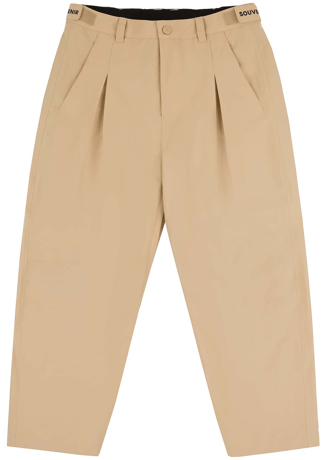 Souvenir Unisex Pleated Chino Pants British Khaki