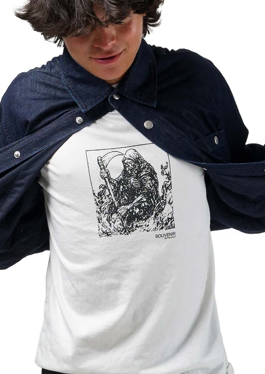Souvenir Unisex Quilted Denim Button Up Shirt