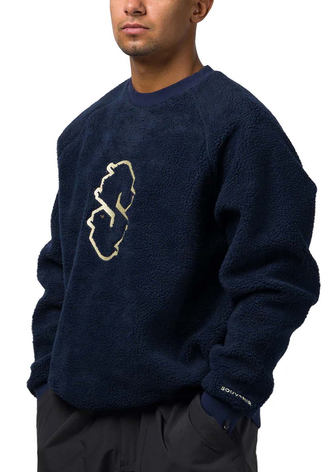 Souvenir Unisex Sherpa Crewneck Sweater Navy
