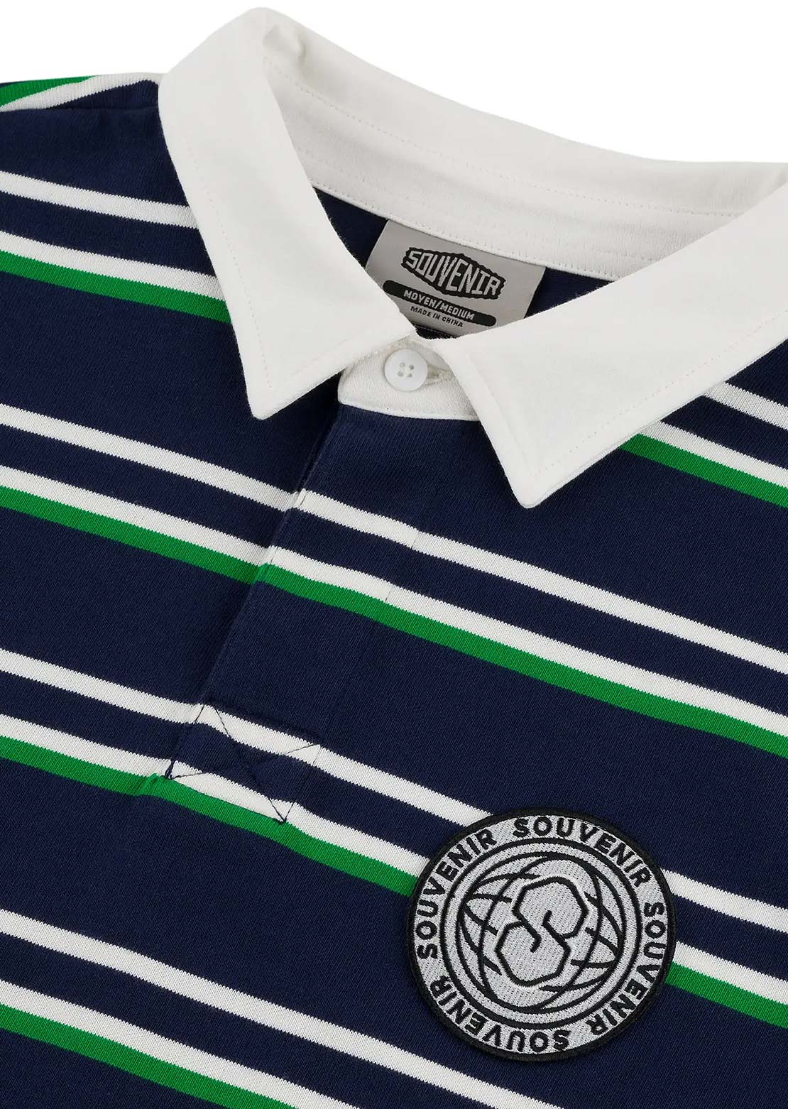 Souvenir Unisex Striped Rugby Long Sleeve Navy