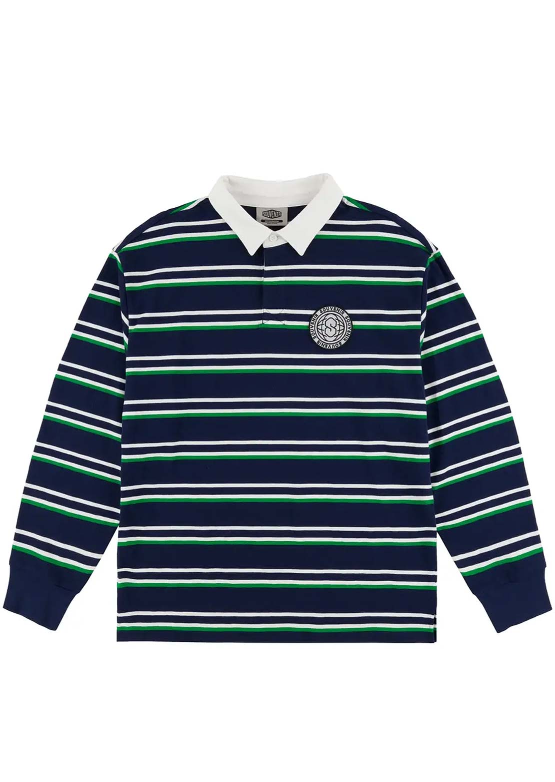 Souvenir Unisex Striped Rugby Long Sleeve Navy
