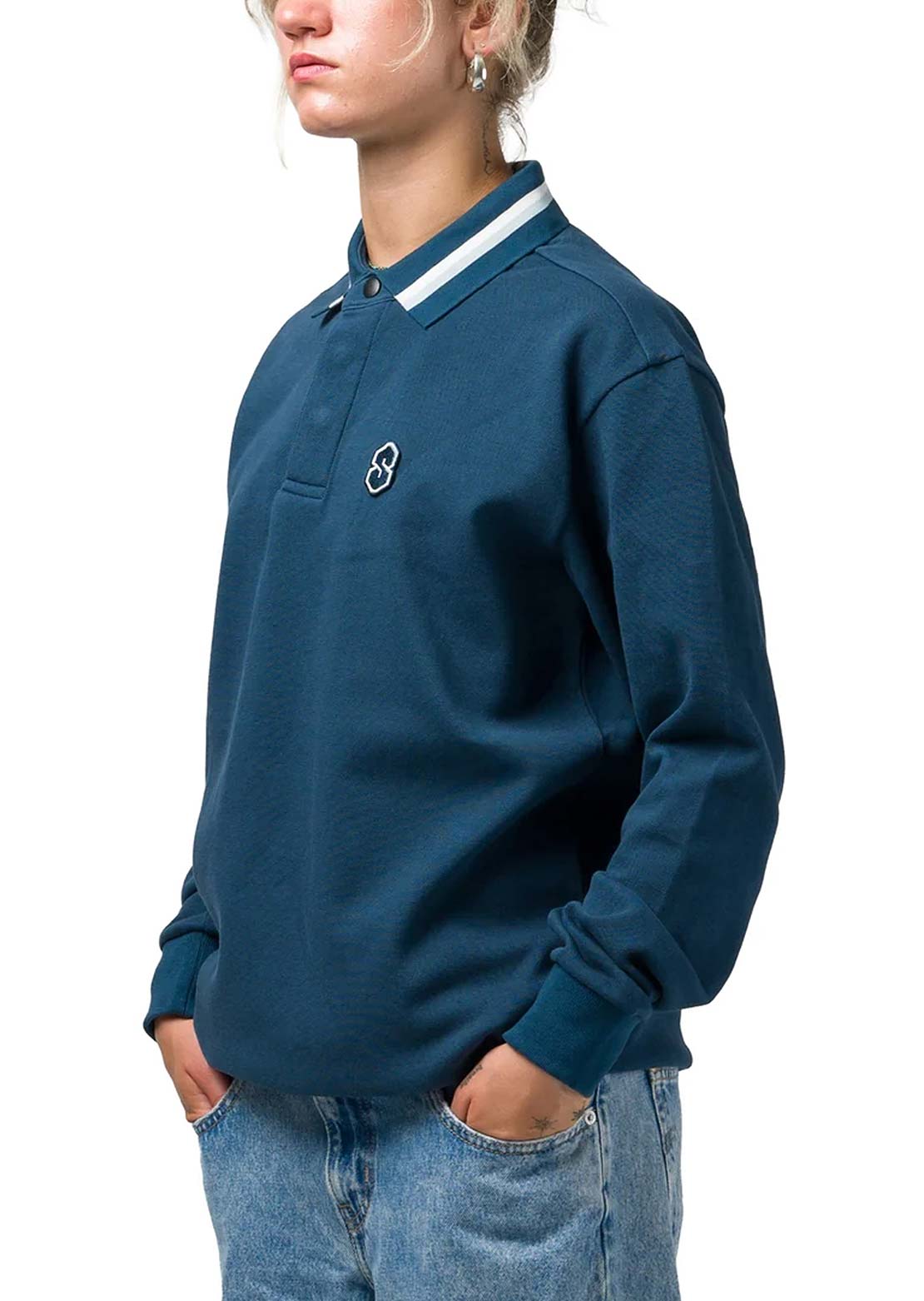 Souvenir Unisex Waffle Rugby Shirt Vintage Blue