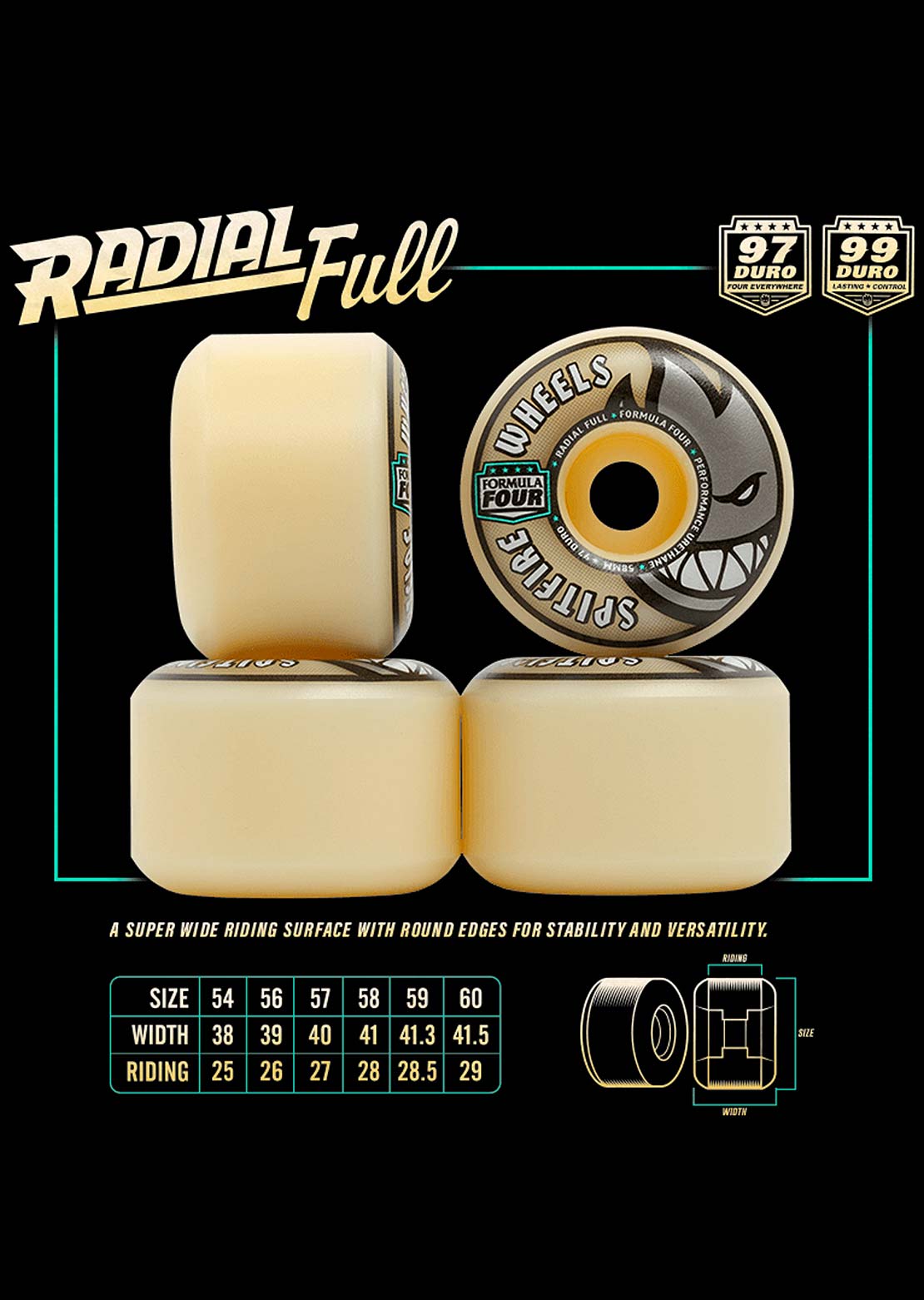 Spitfire F4 97 Radial Full Skateboard Wheels