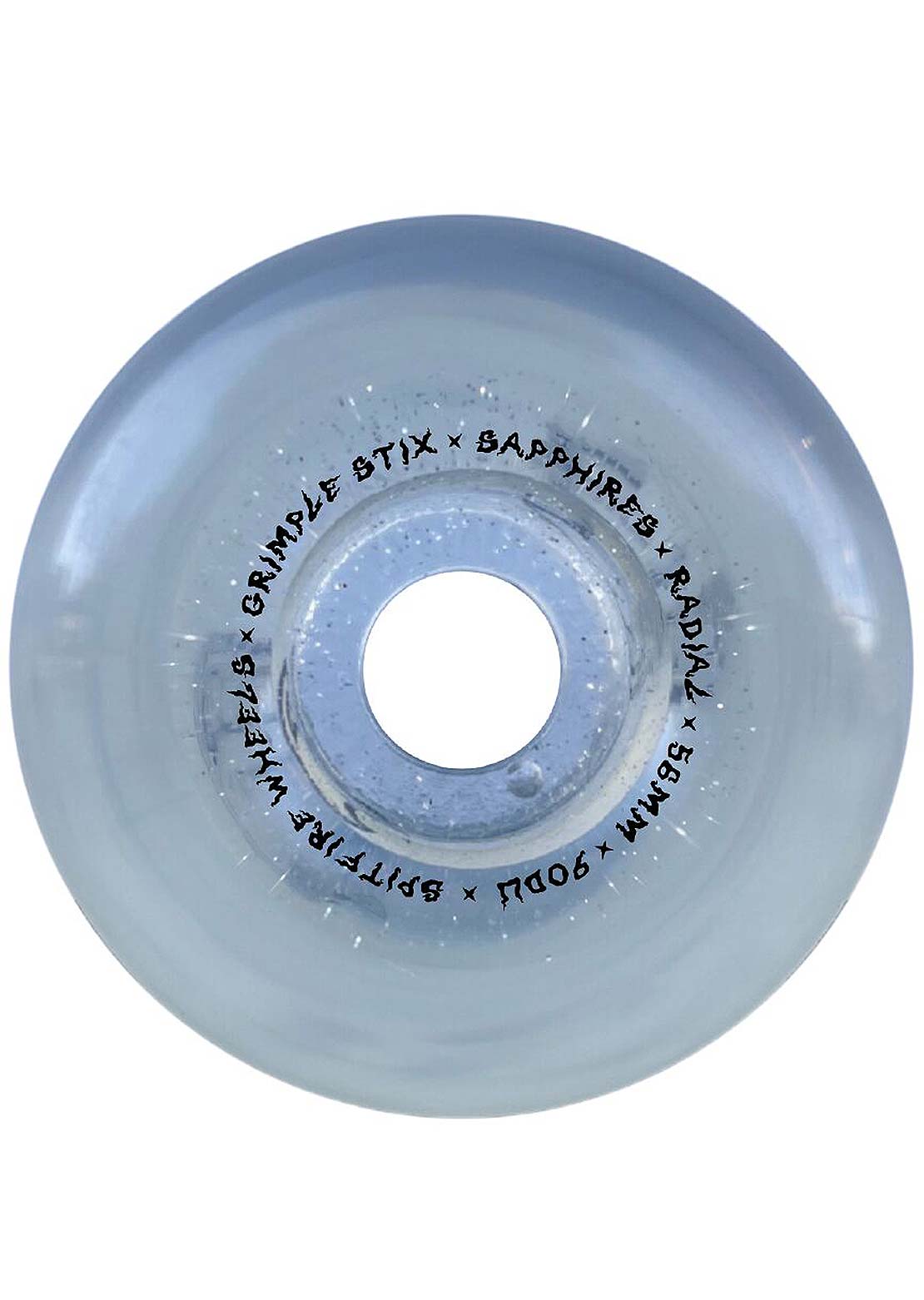 Spitfire Sapphire 90D Grimple Dust Skateboard Wheels Clear/Silver Glitter