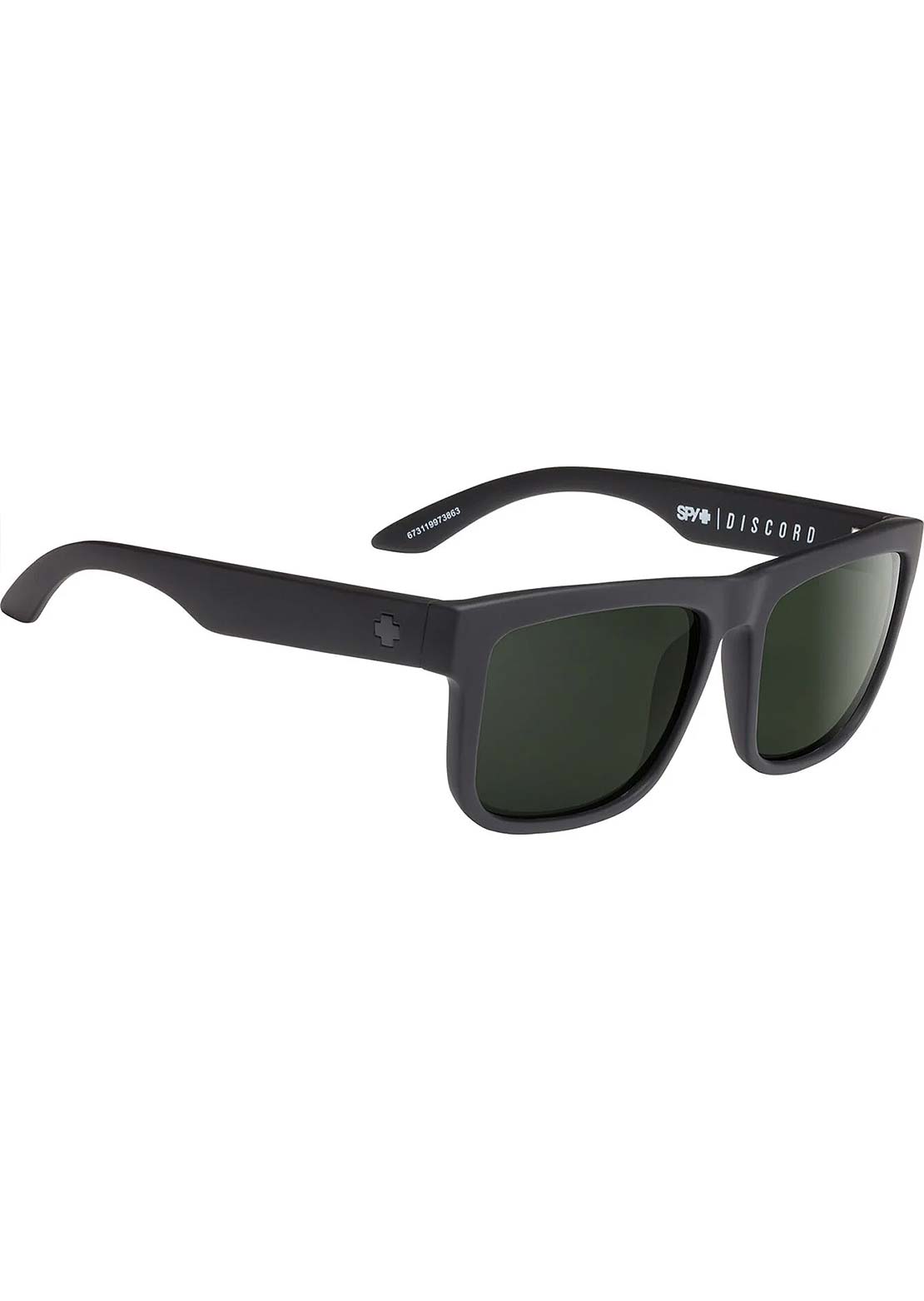 SPY Optic Unisex Discord Sunglasses Soft Matte Black/Happy Gray Green Polar