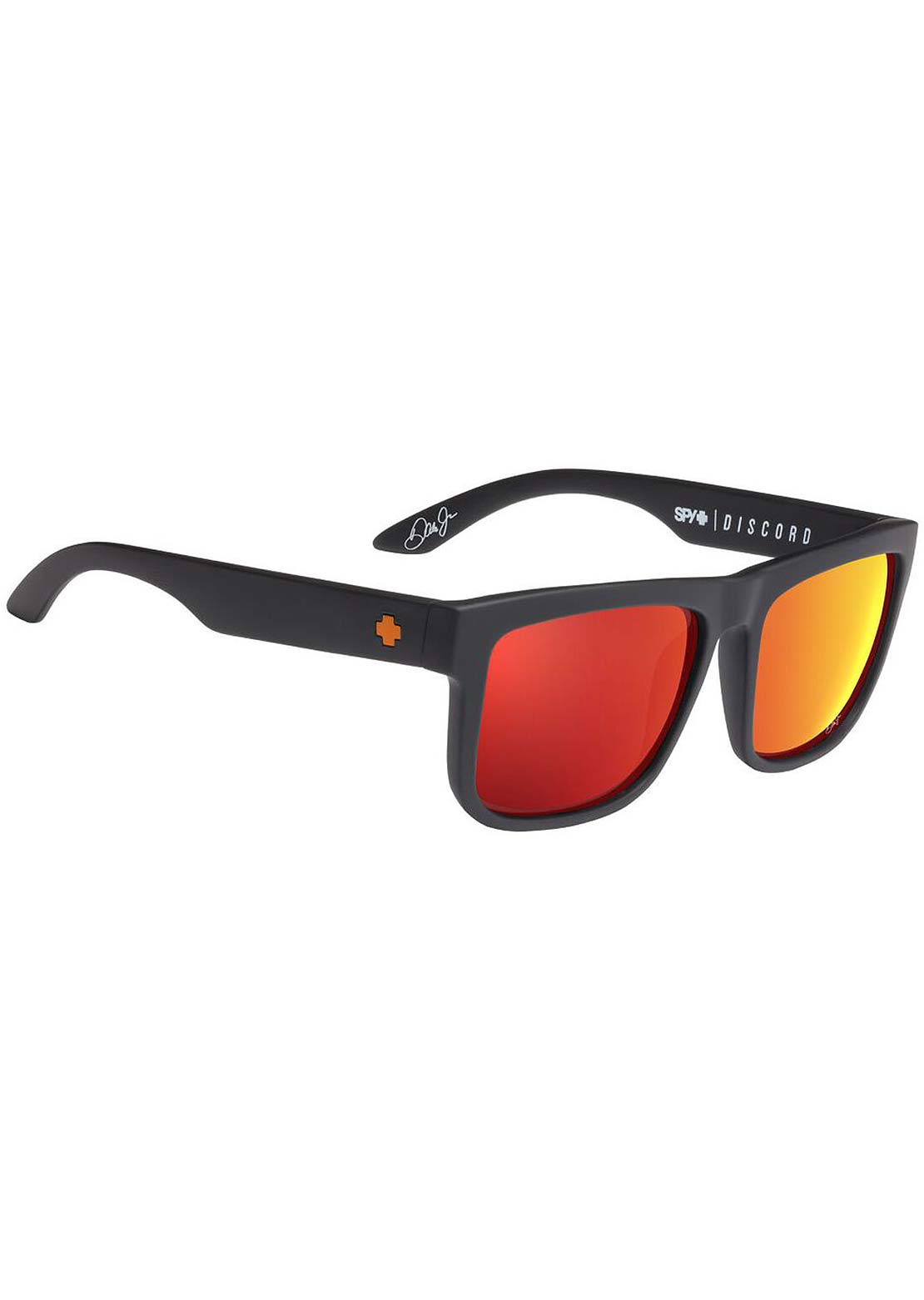 SPY Optic Unisex Discord Sunglasses Matte Black/Happy Gray Green Orange Mirror
