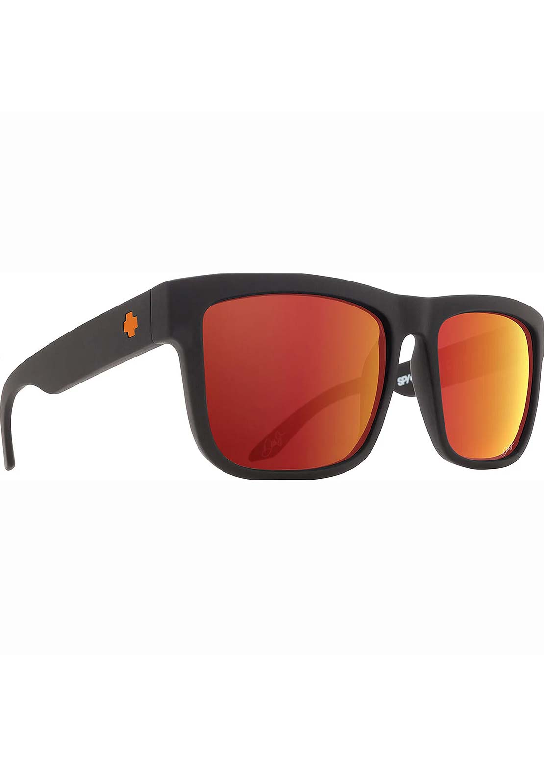 SPY Optic Unisex Discord Sunglasses Matte Black/Happy Gray Green Orange Mirror