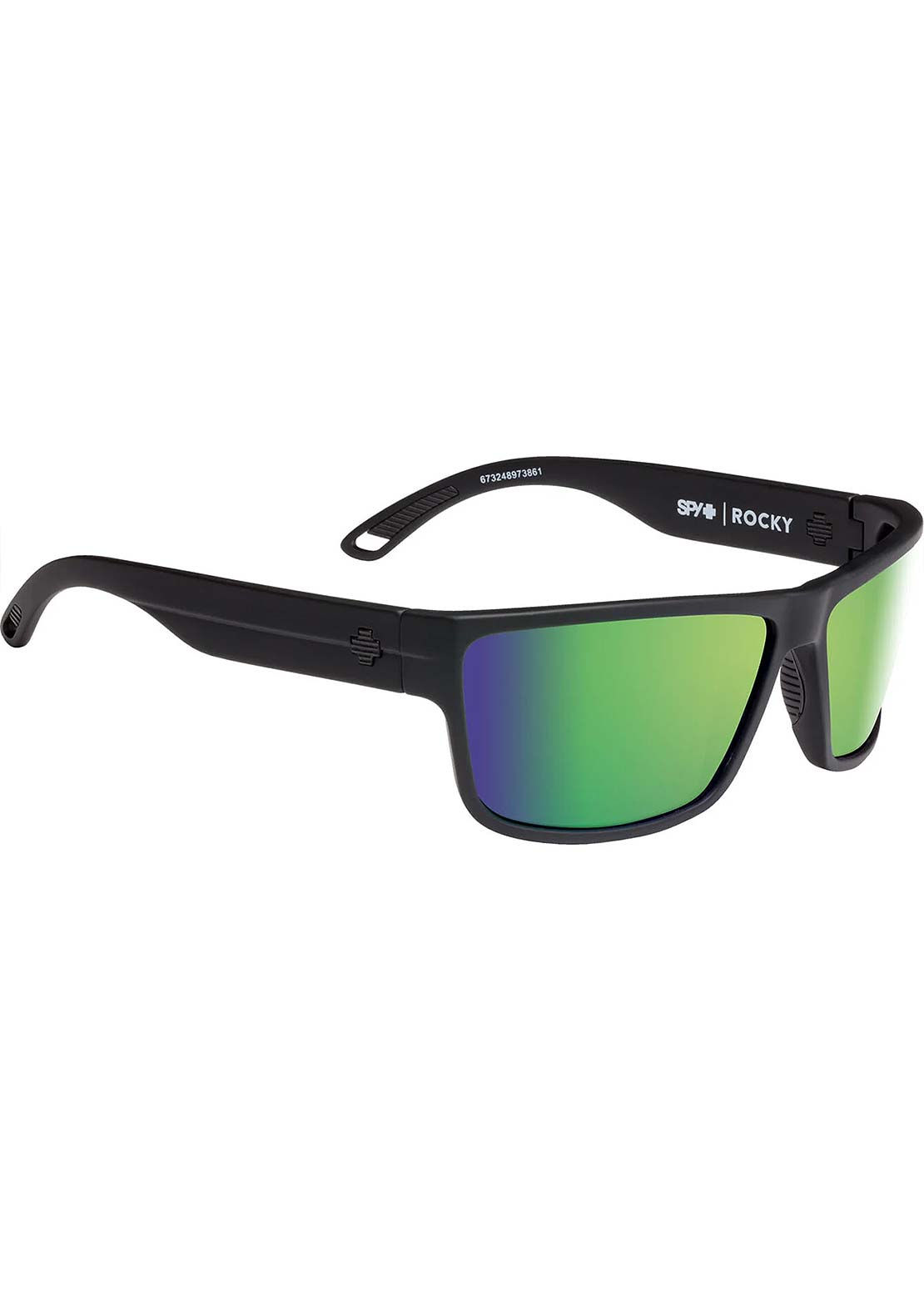 SPY Optic Unisex Rocky Sunglasses Soft Matte Black/Happy Bronze Polar Green Mirror